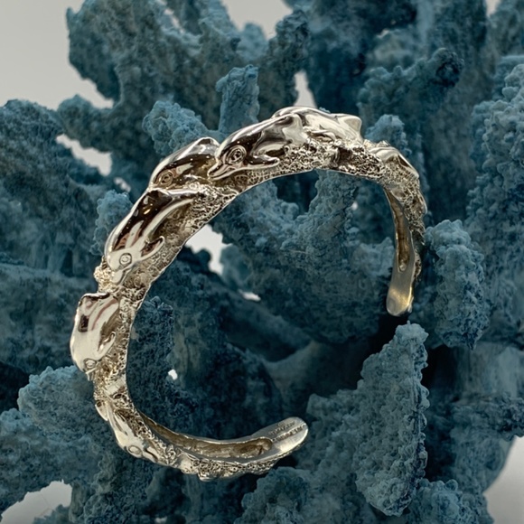 Kabana Sterling Silver Dolphin Cuff Bracelet - Picture 2 of 8